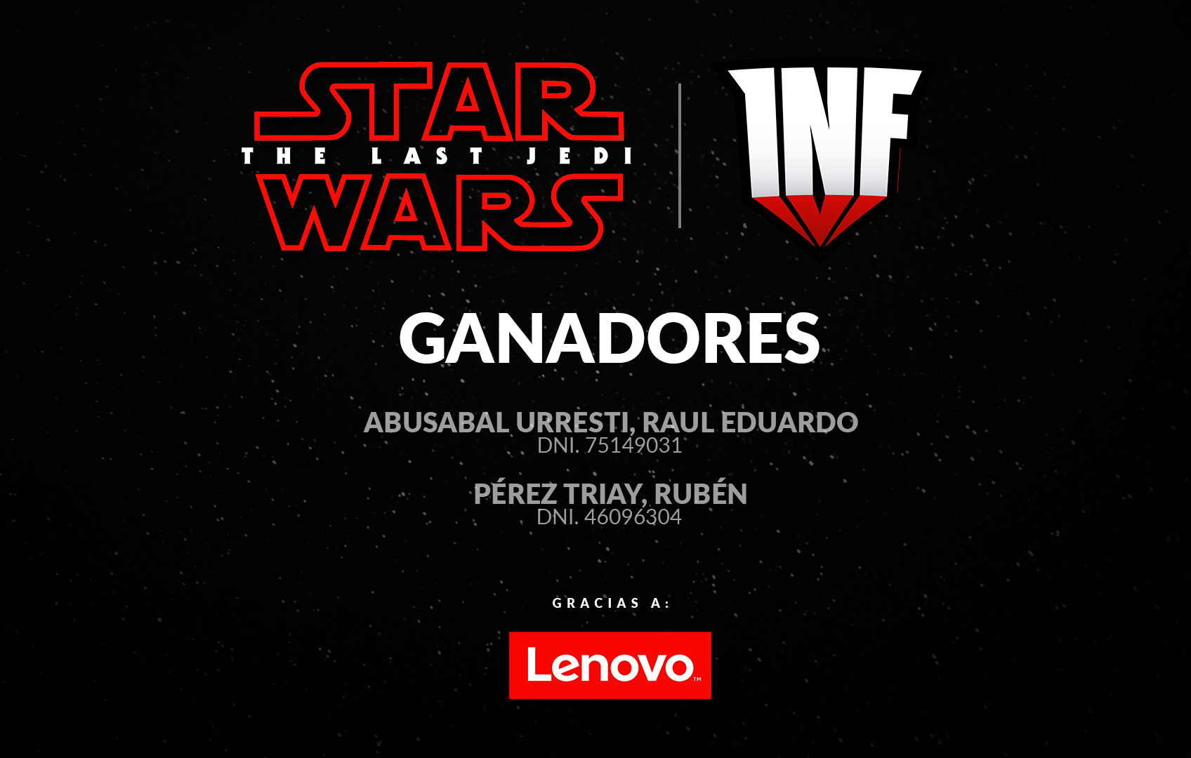 Ganadores de las entradas dobles de StarWars