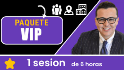 Paquete VIP PRESENCIAL: incluye 1 sesión de 6 horas. Tu eres libre de escoger el tema, la fecha, hora, ciudad y domicilio.
