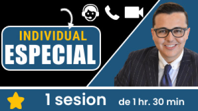Individual ESPECIAL: incluye 1 sesión de 1hr. 30min. Tu eres libre de escoger el tema, la fecha y hora a conectarnos.
